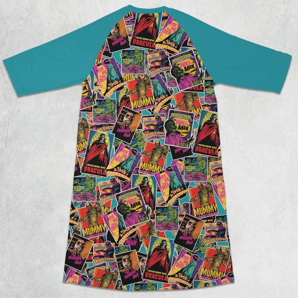 Multi Monster Pop Badges 3/4 Sleeve Raglan Dress - 2