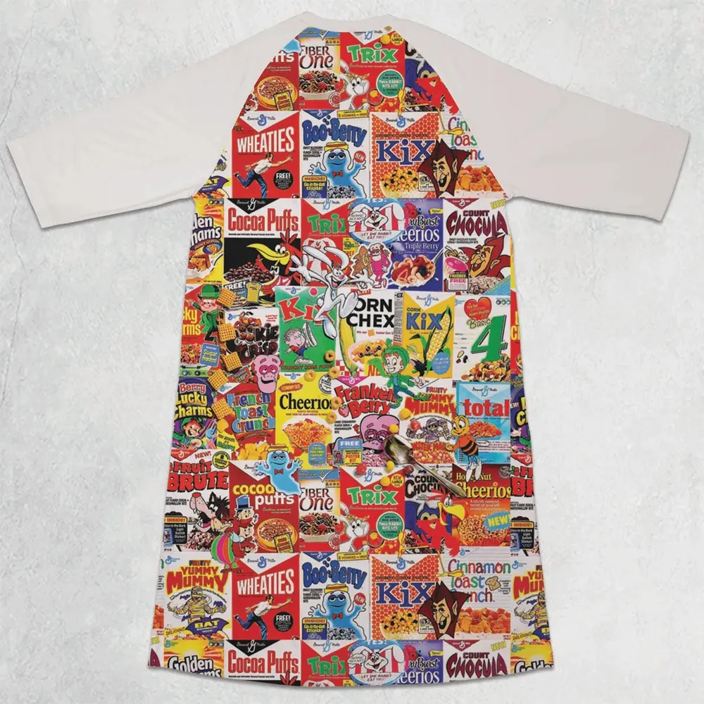 Popular Cereal Boxes 3/4 Sleeve Raglan Dress - 2