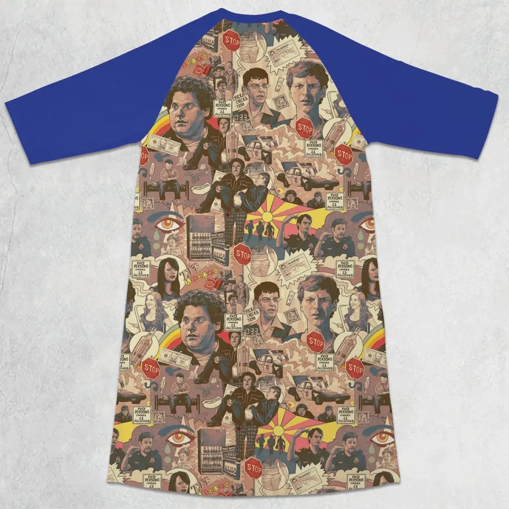 Retro Art Buddies Superbad 3/4 Sleeve Raglan Dress - 2