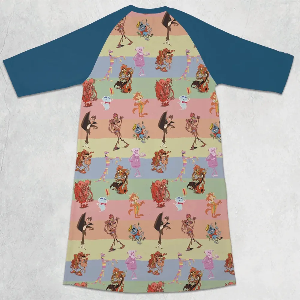 Spooky Monster Mash Cereal Monster 3/4 Sleeve Raglan Dress - 2