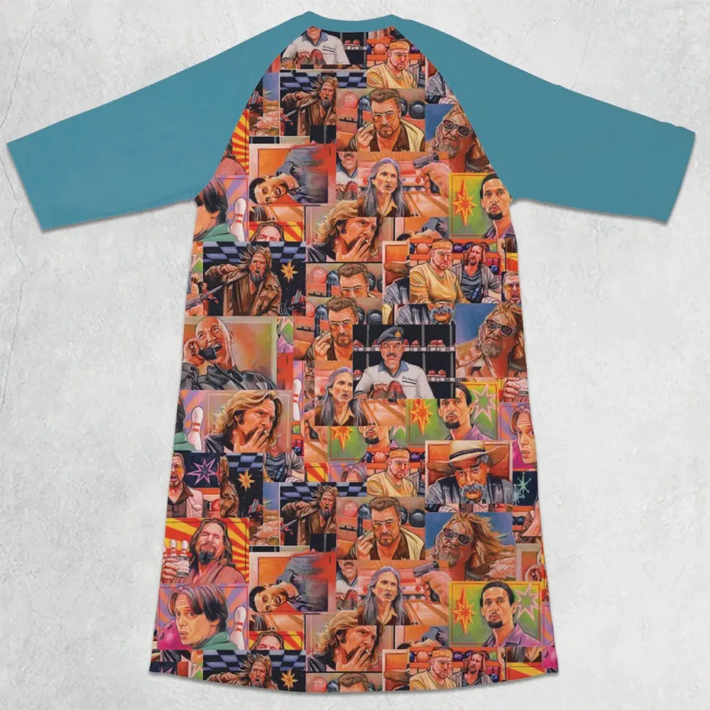 The Big Lebowski Painting Pattern 3/4 Sleeve Raglan Dress - 2