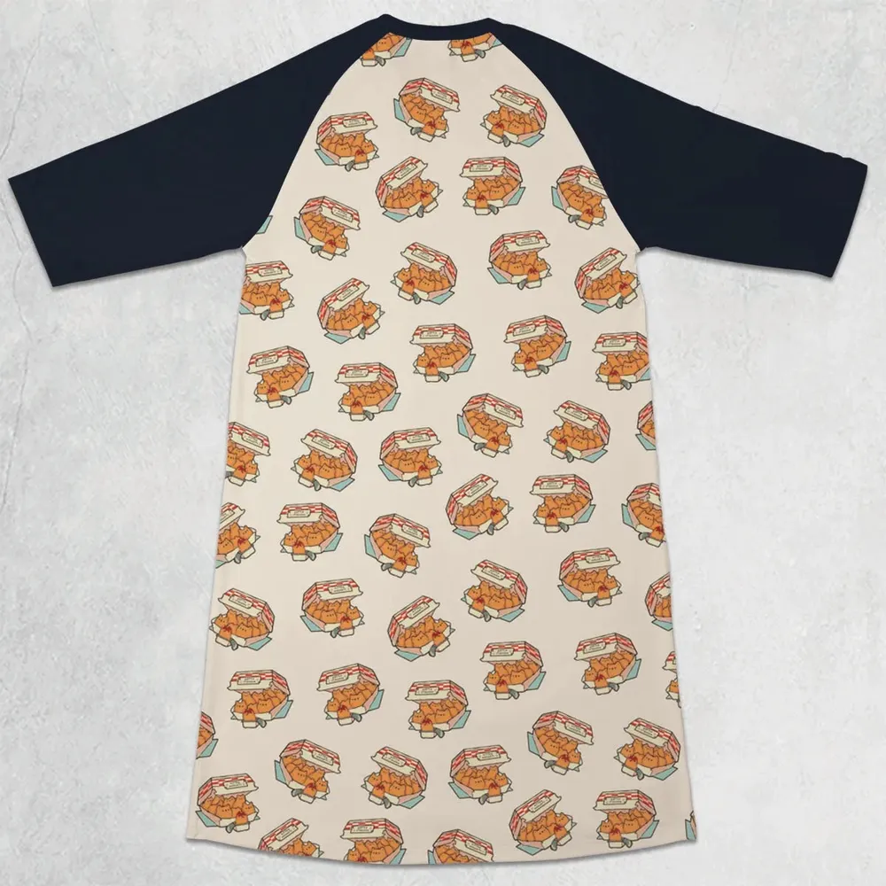 Kitten Nuggets Pattern 3/4 Sleeve Raglan Dress - 2