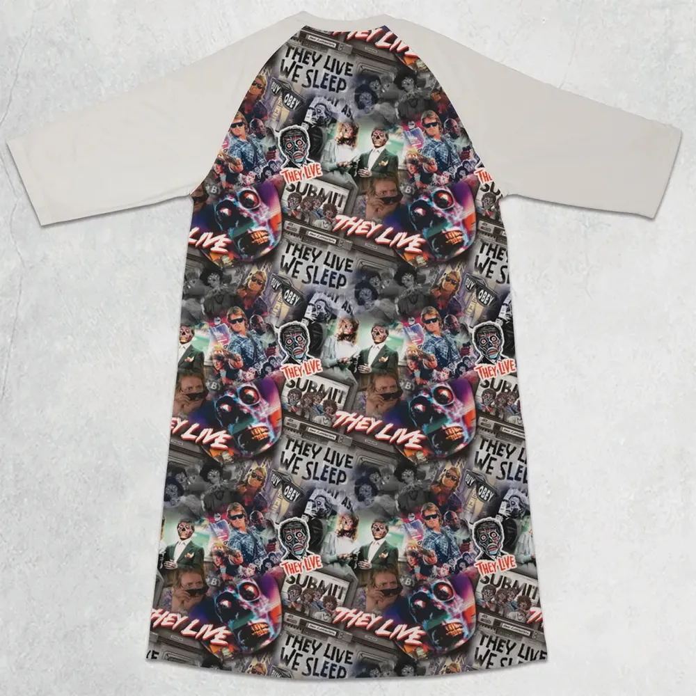 They Live Seamless Pattern 3/4 Sleeve Raglan Dress - 2