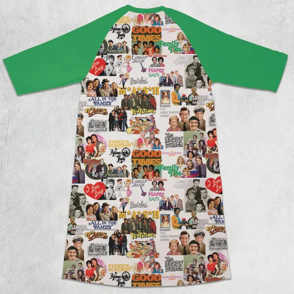 Stuck in the 80s Famous Sitcom 3/4 Sleeve Raglan Dress - 2