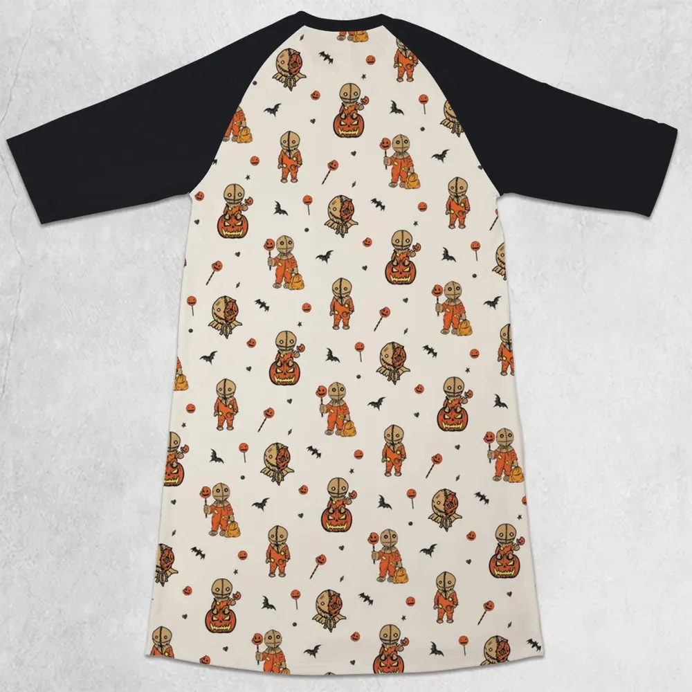 Pumpkin Sam Trick 'r Treat Horror 3/4 Sleeve Raglan Dress - 2