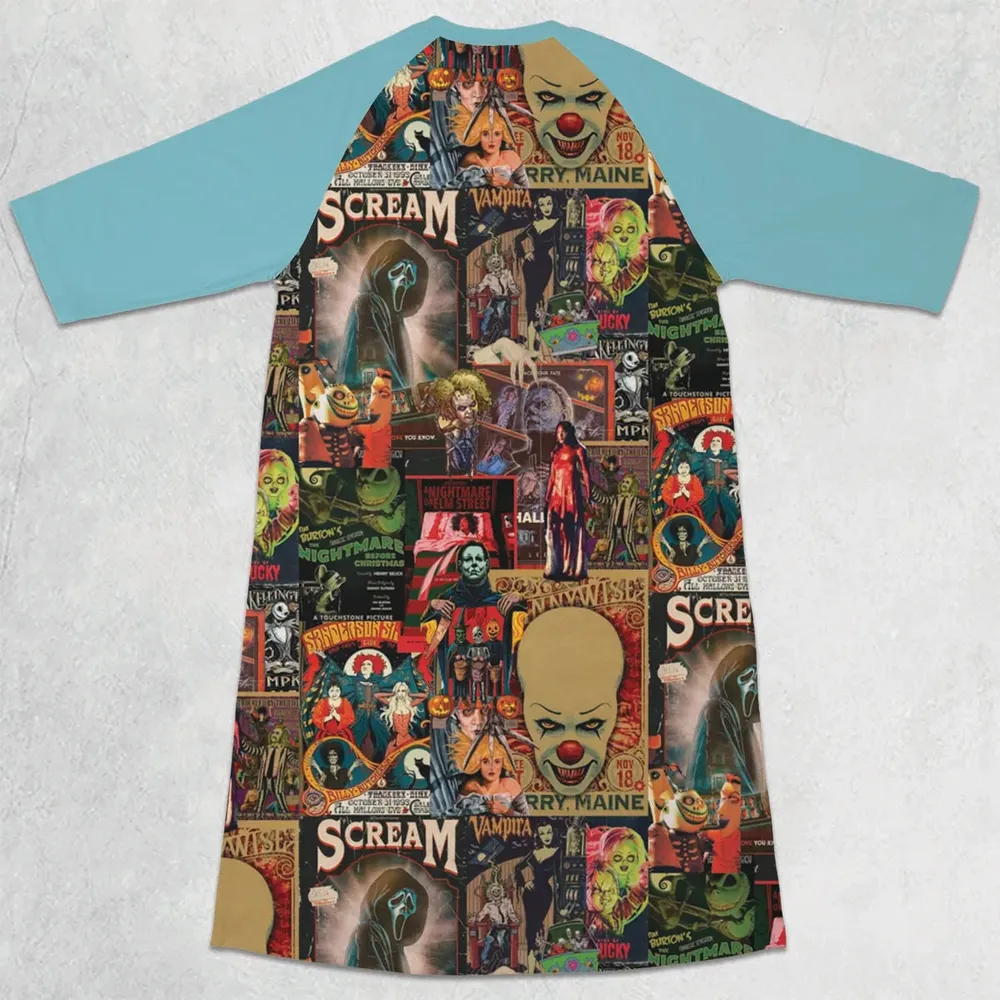 Vintage Scary 3/4 Sleeve Raglan Dress - 2