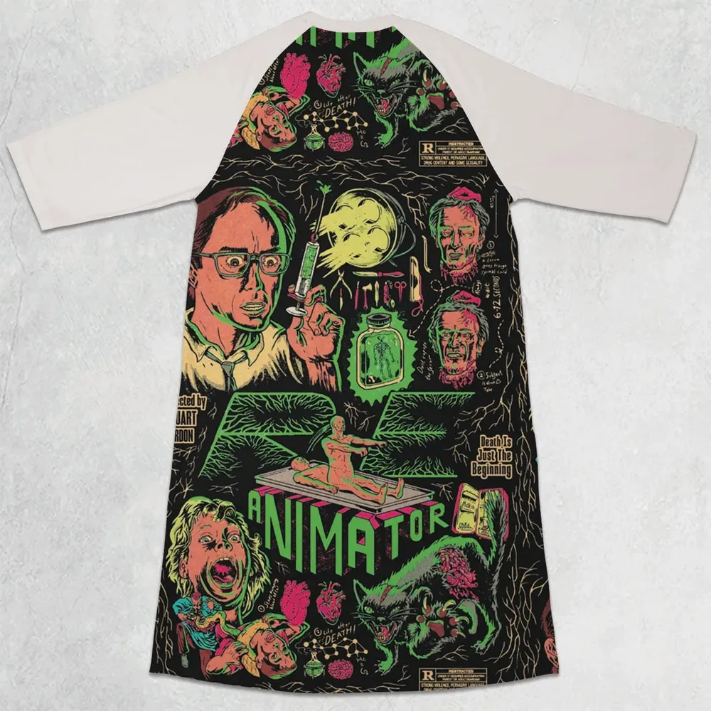 Herbert West–Reanimator 3/4 Sleeve Raglan Dress - 2