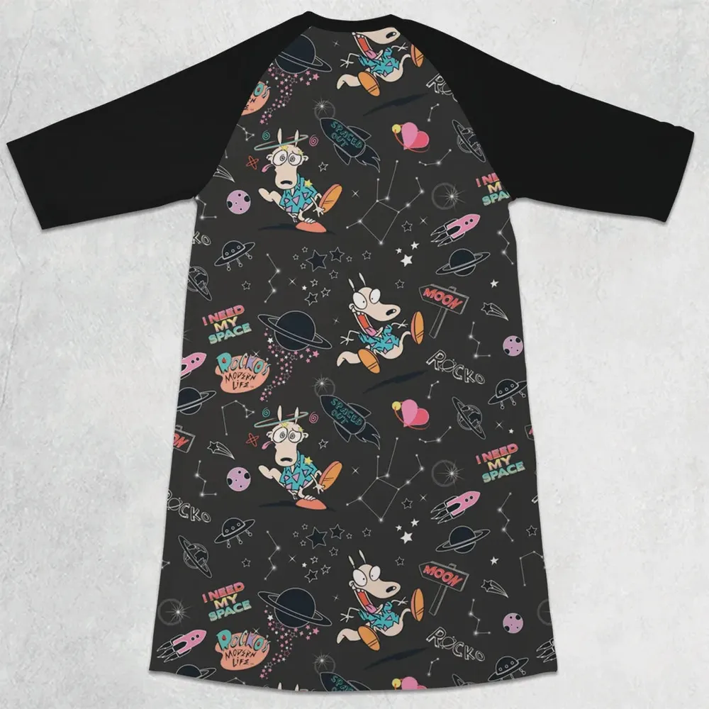 Rocko Space Out Rocko's Modern Life 3/4 Sleeve Raglan Dress - 2