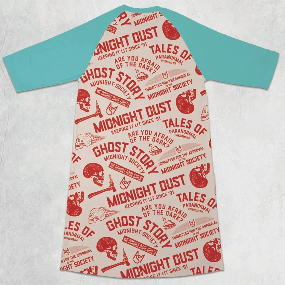 Midnight Dust Are You Afraid Of Dark 3/4 Sleeve Raglan Dress - 2