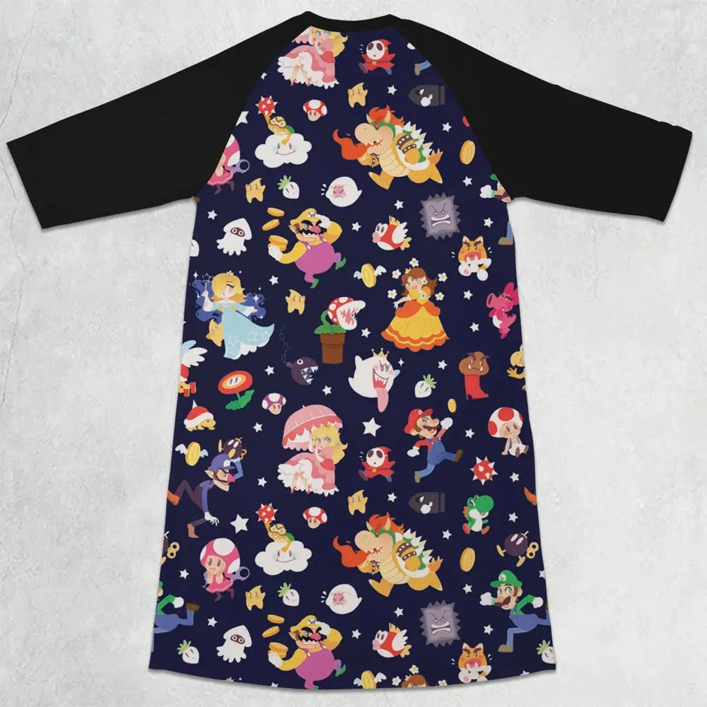 Mushroom Kingdom Super Mario 3/4 Sleeve Raglan Dress - 2