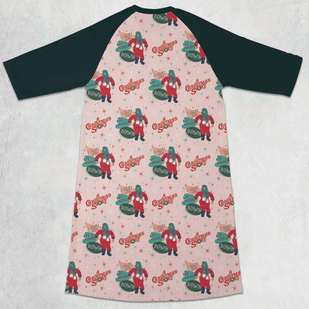 I Can't Put My Arms Down A Christmas Story 3/4 Sleeve Raglan Dress - 2
