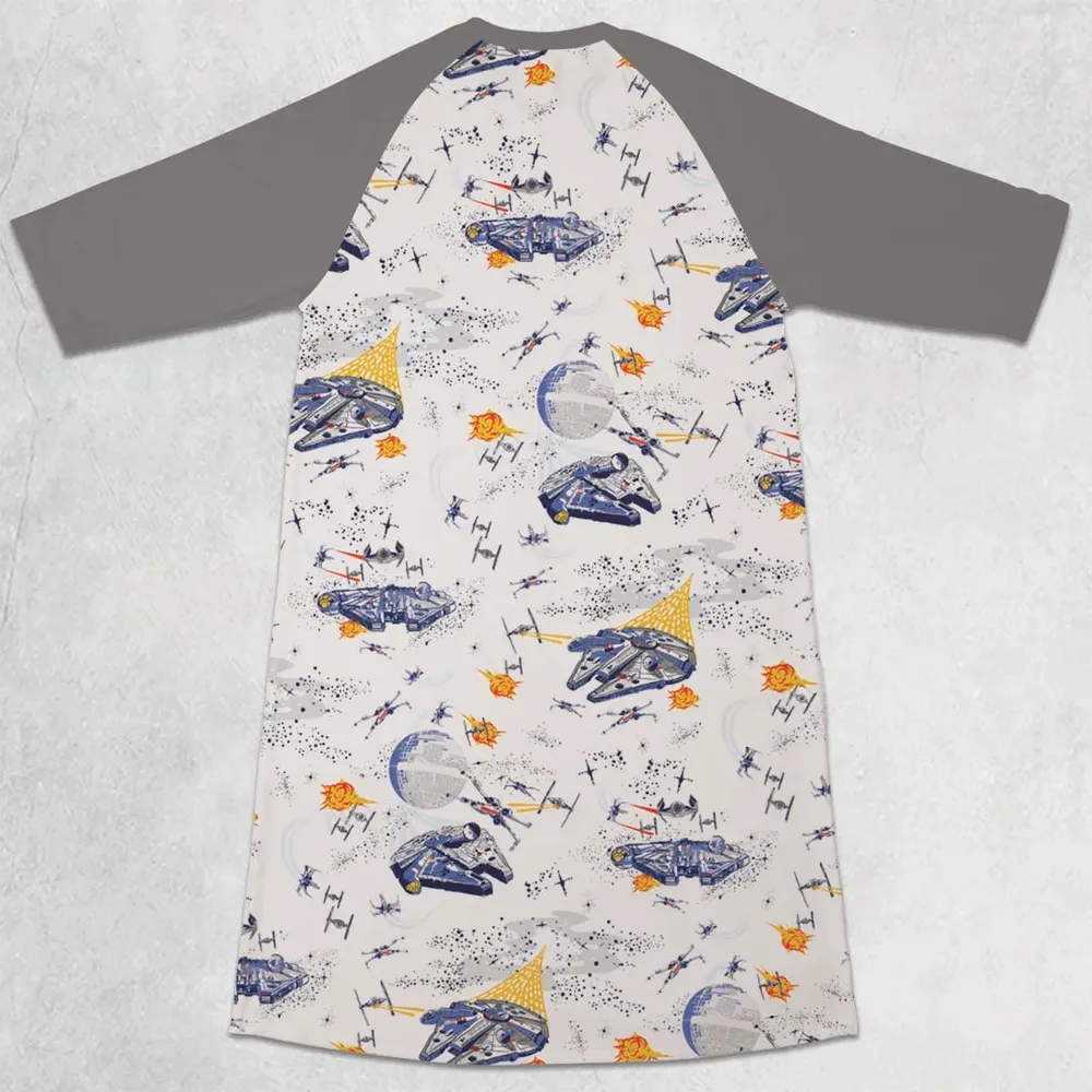 Millennium Falcon Patterns Star Wars 3/4 Sleeve Raglan Dress - 2