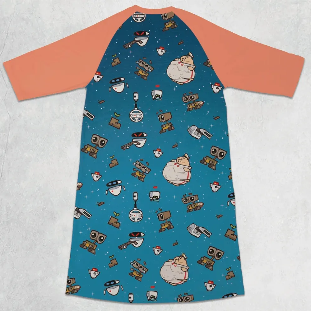 Space Vibes Wall-e 3/4 Sleeve Raglan Dress - 2
