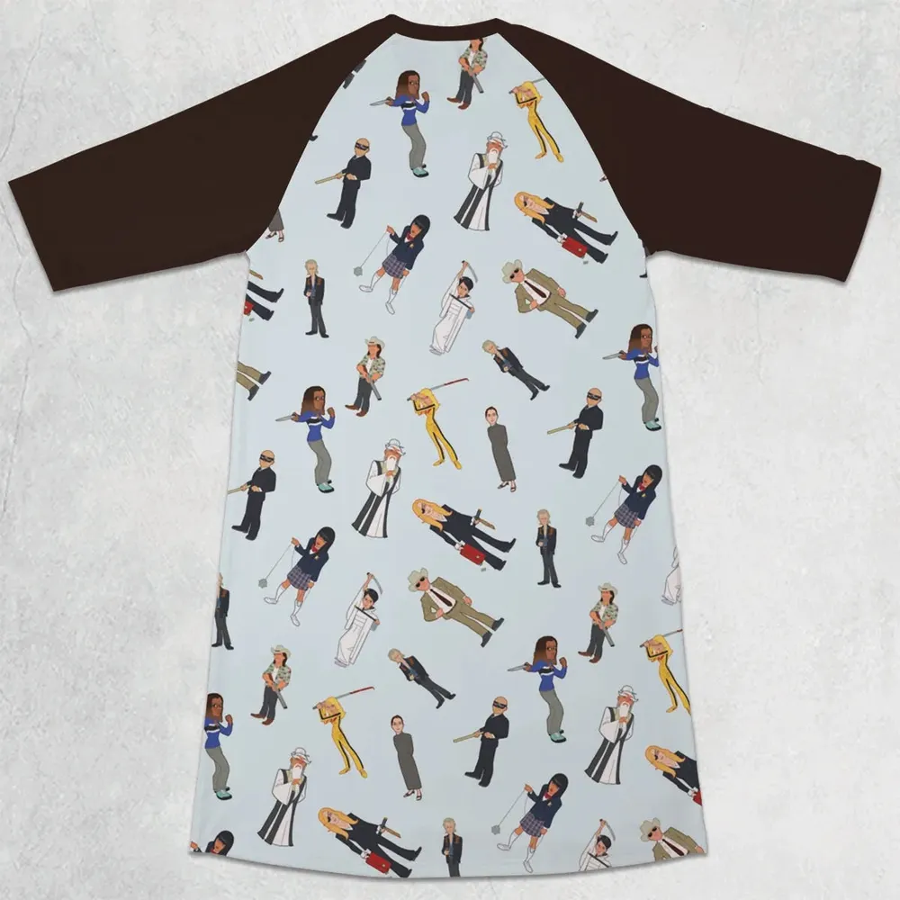 Tarantino Style Kill Bill 3/4 Sleeve Raglan Dress - 2