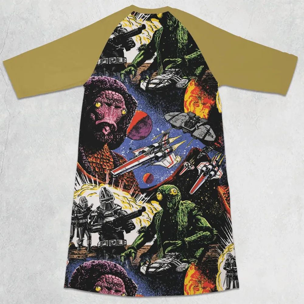 Galactic War Battlestar Galactica 3/4 Sleeve Raglan Dress - 2
