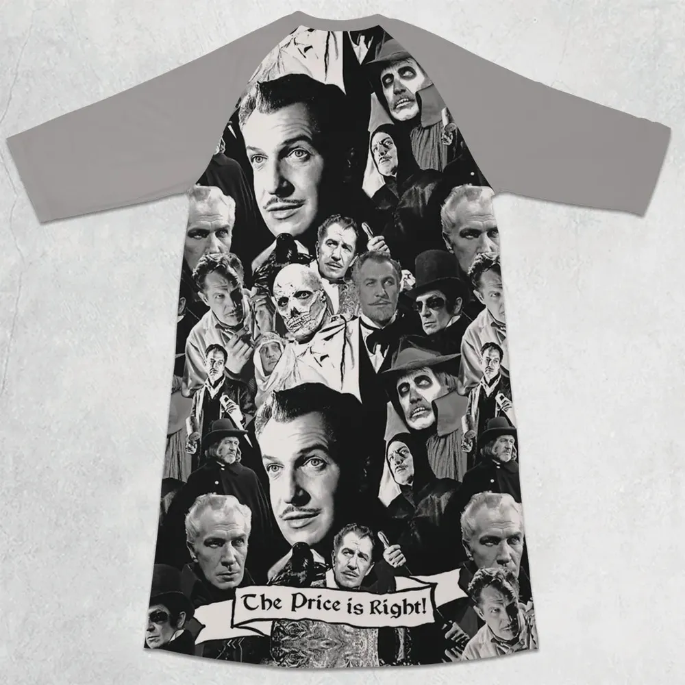 Horror Characters The Many Faces Of Vincent Price 3/4 Sleeve Raglan Dress - 2