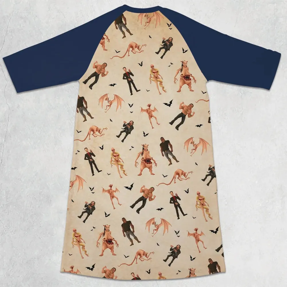 Midnight Madness From Dusk Till Dawn 3/4 Sleeve Raglan Dress - 2
