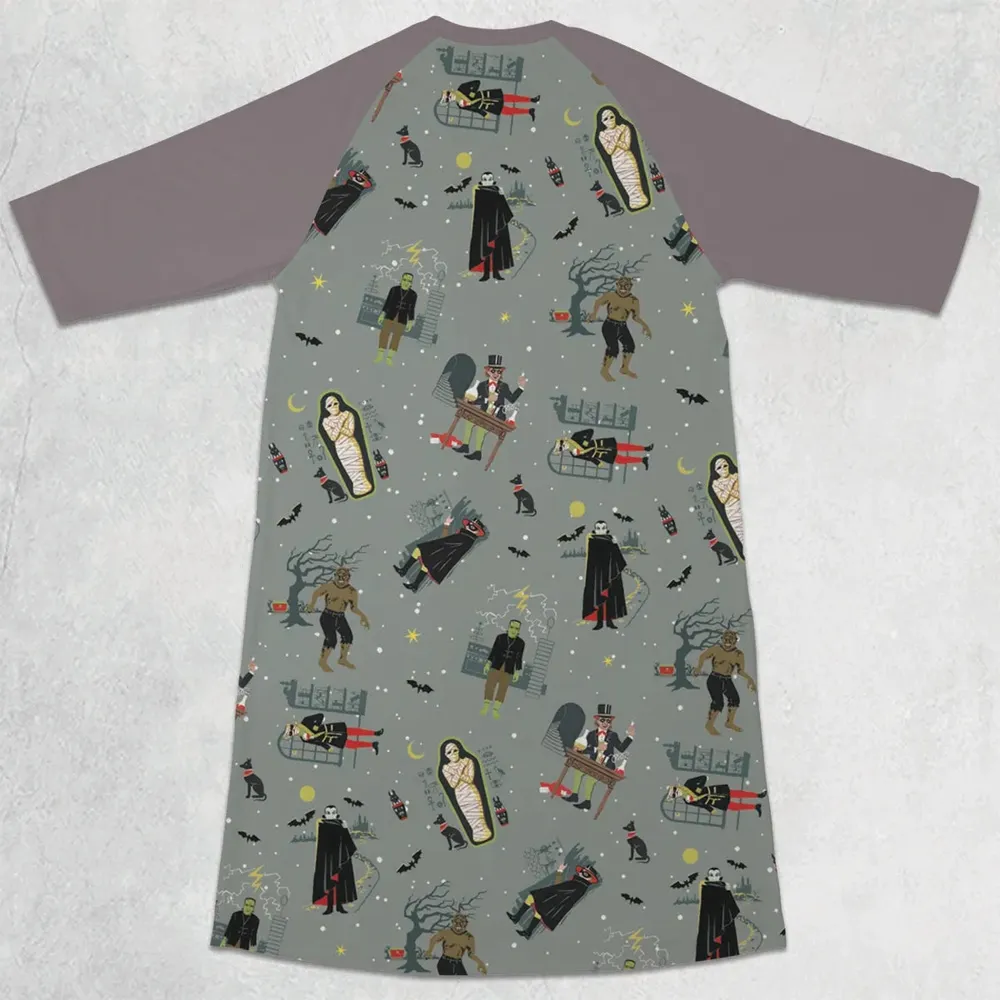 Classic Monsters Halloween 3/4 Sleeve Raglan Dress - 2