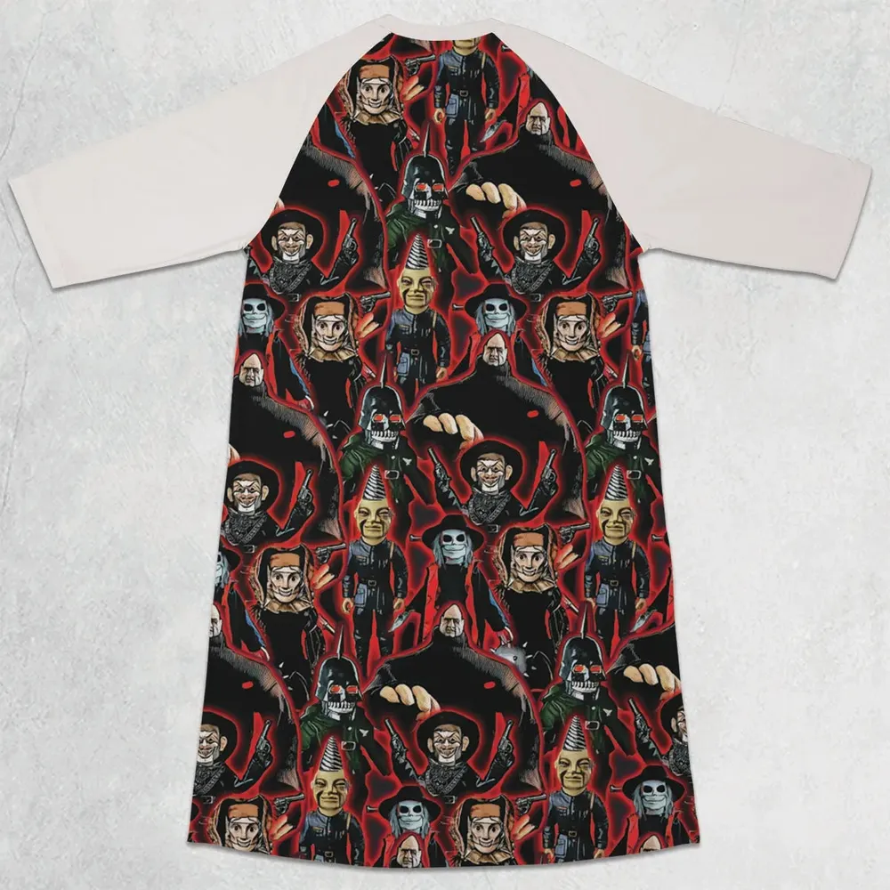 Puppet Master Collage 3/4 Sleeve Raglan Dress - 2