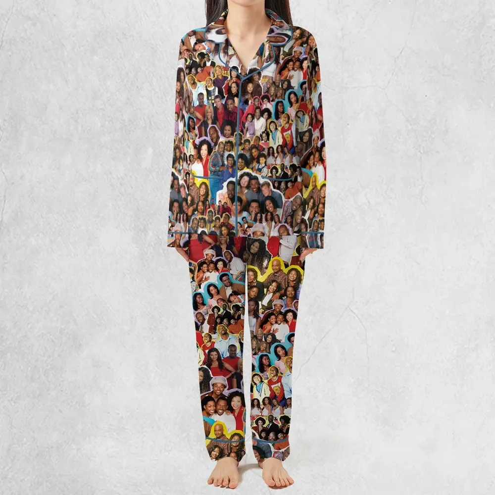 Old Black Sitcom Shows Collage Pajamas Set - 3
