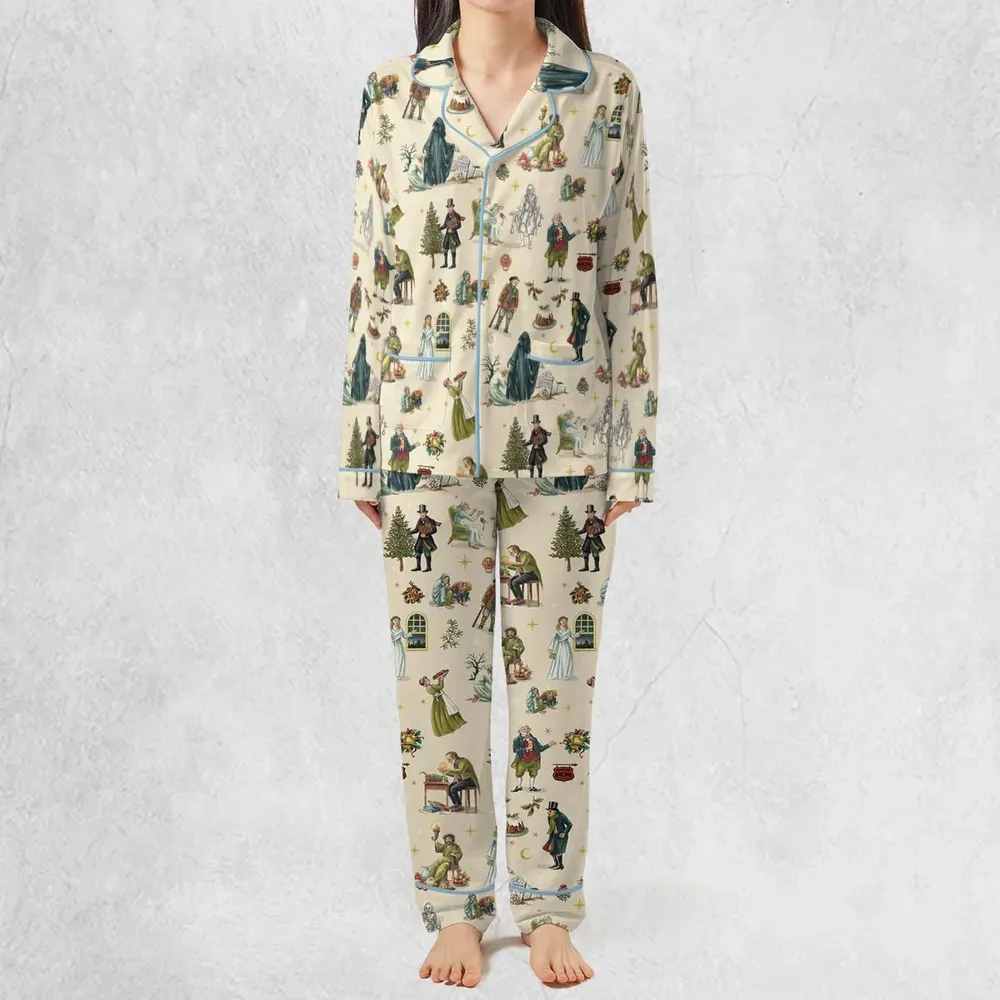 A Christmas Carol Characters Pattern Pajamas Set - 3