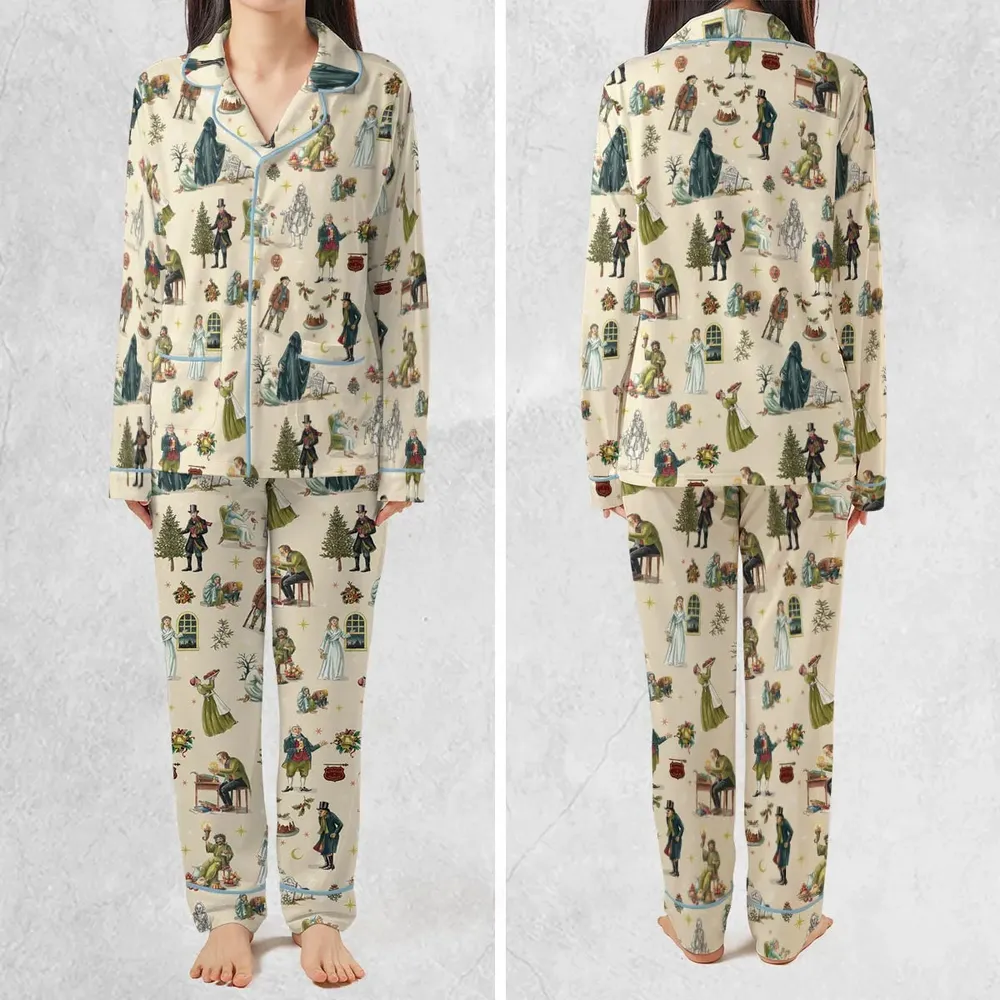 A Christmas Carol Characters Pattern Pajamas Set - 2
