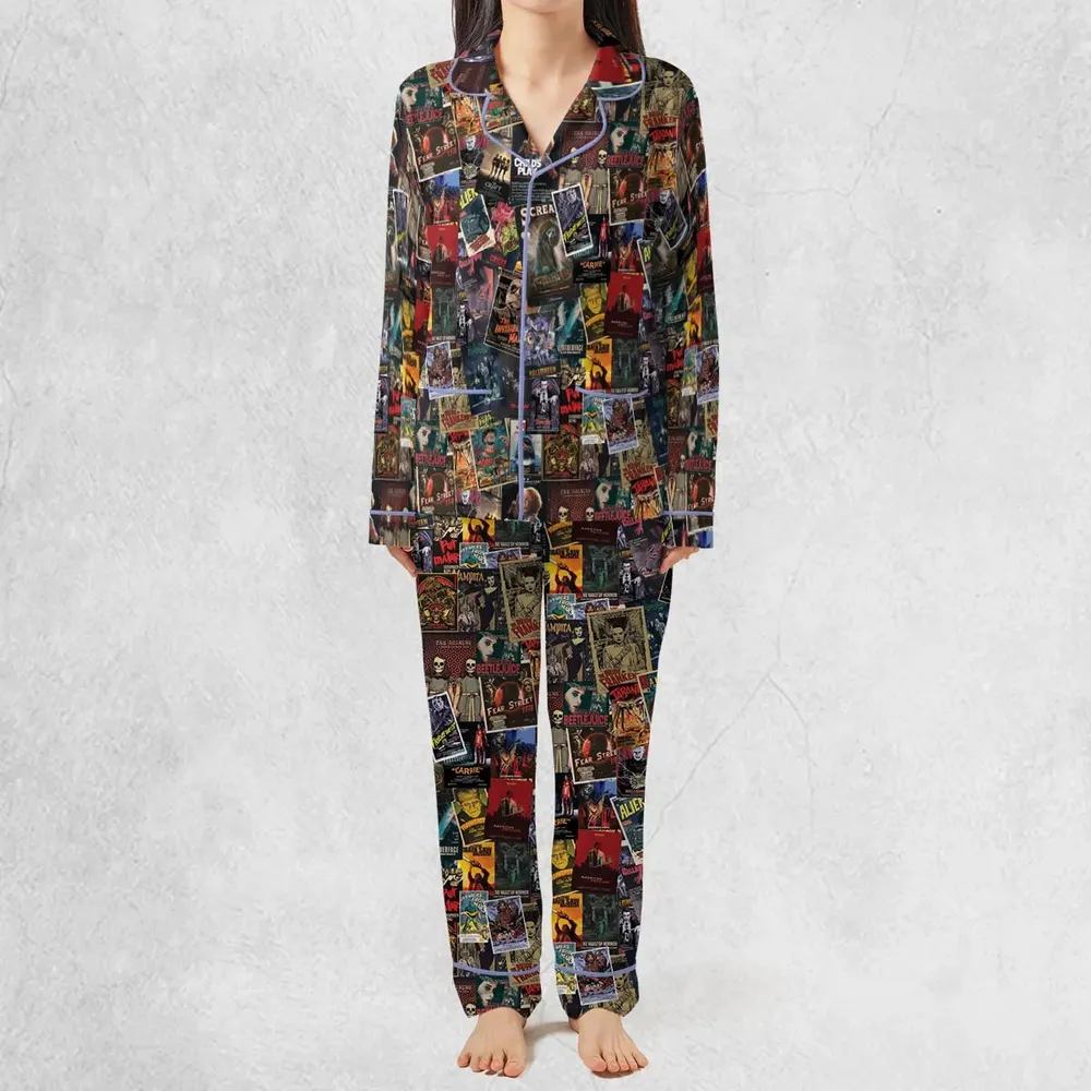 Vintage Horror Pattern Pajamas Set - 3