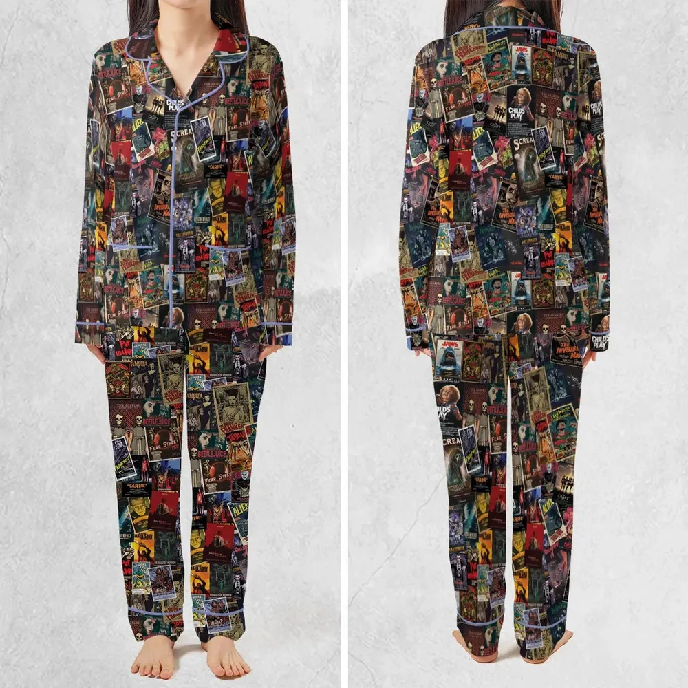 Vintage Horror Pattern Pajamas Set - 2