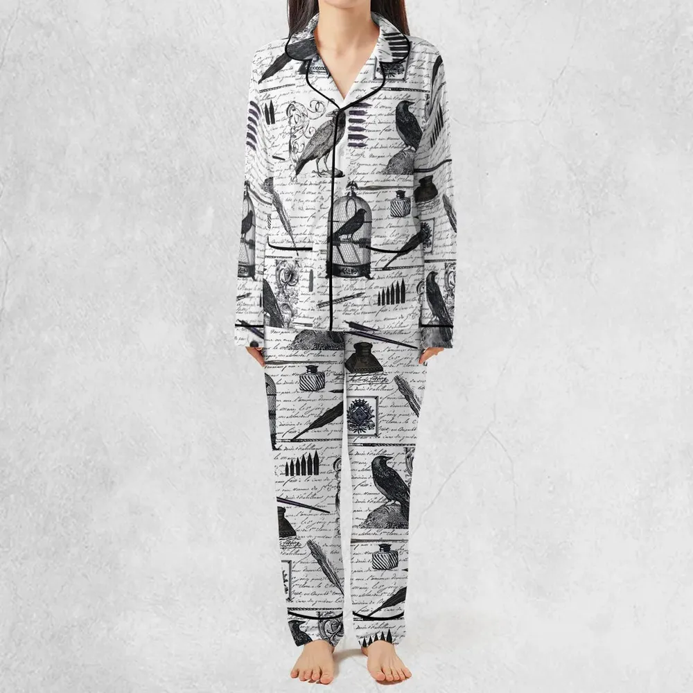 Nevermore The Raven Edgar Allan Poe Pajamas Set - 3