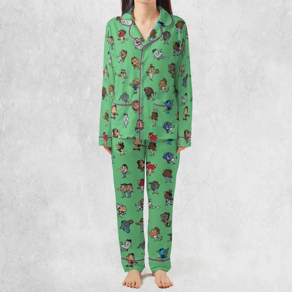 Baseball Mascot Pattern Pajamas Set - 3