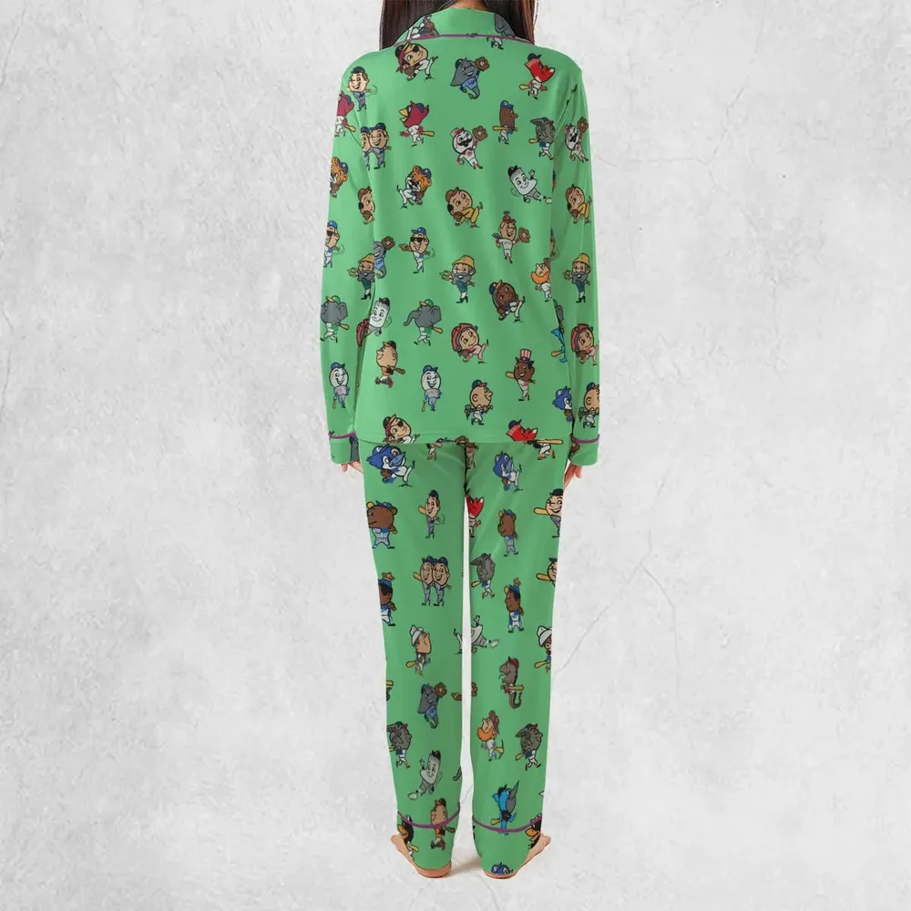 Baseball Mascot Pattern Pajamas Set - 4