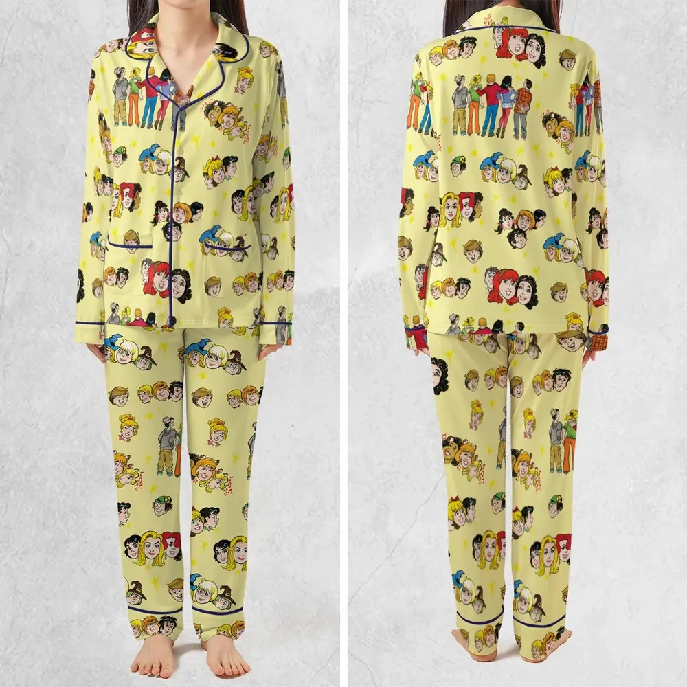 Nostalgic Cartoons in Archie Style Pajamas Set - 2