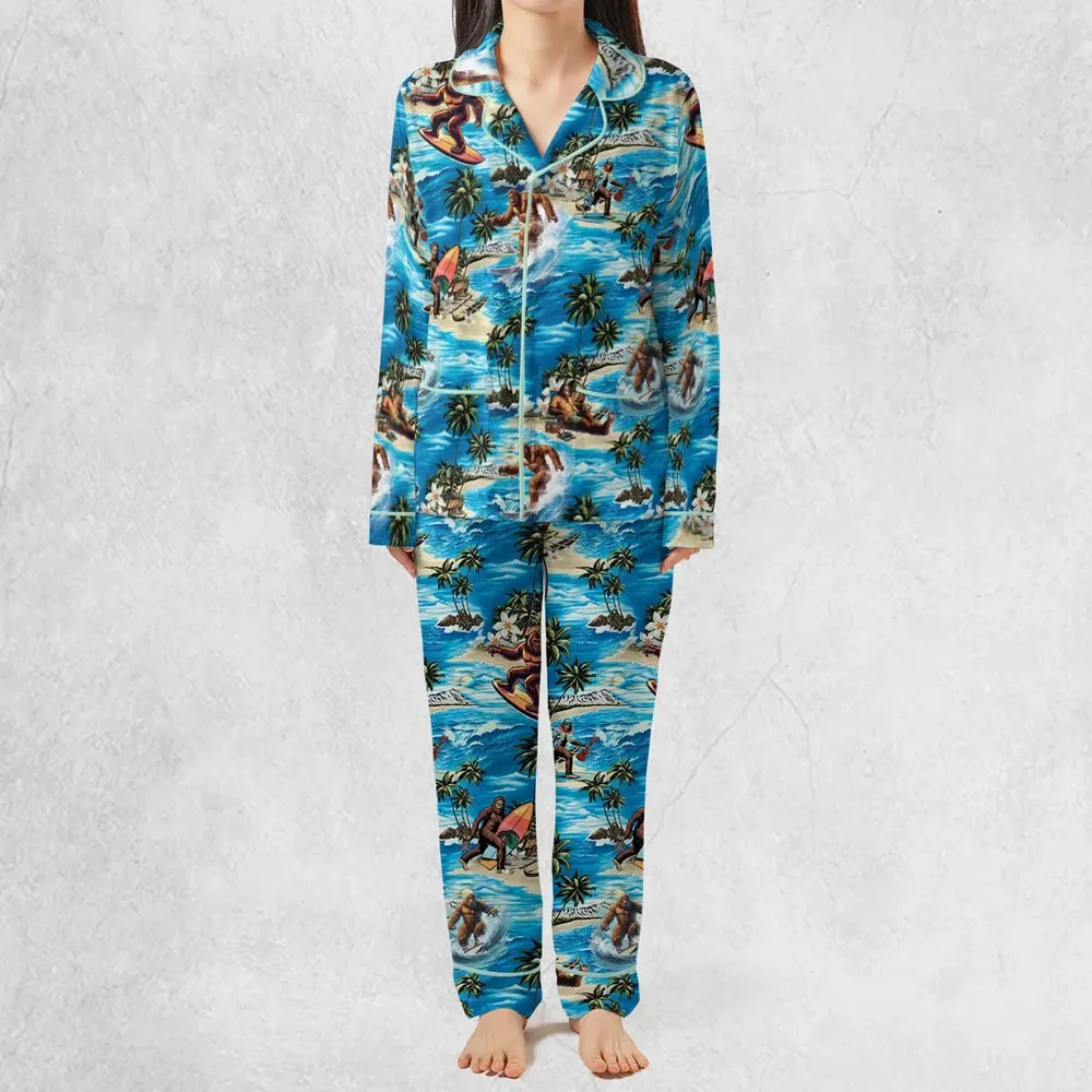 Bigfoot Surfing Summer Vibes Pajamas Set - 3