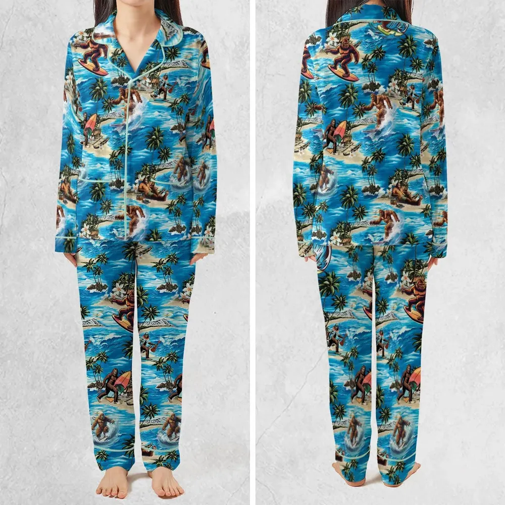 Bigfoot Surfing Summer Vibes Pajamas Set - 2