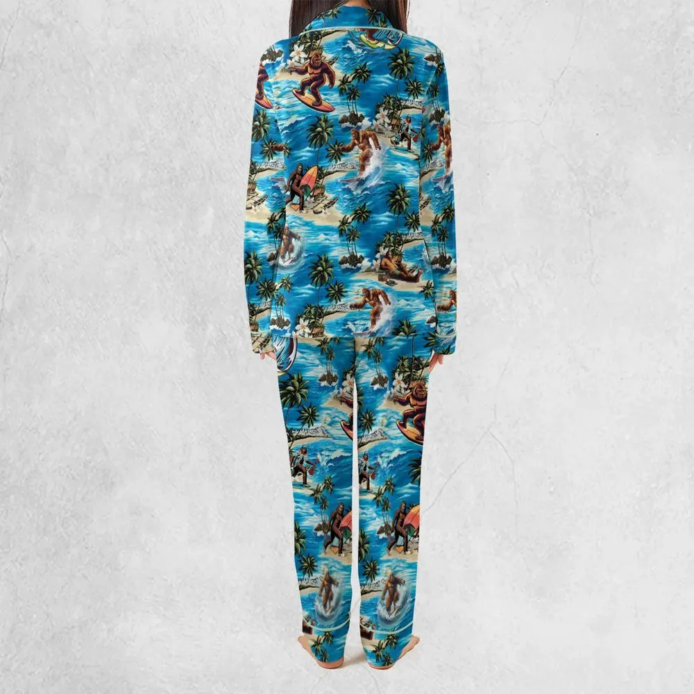 Bigfoot Surfing Summer Vibes Pajamas Set - 4