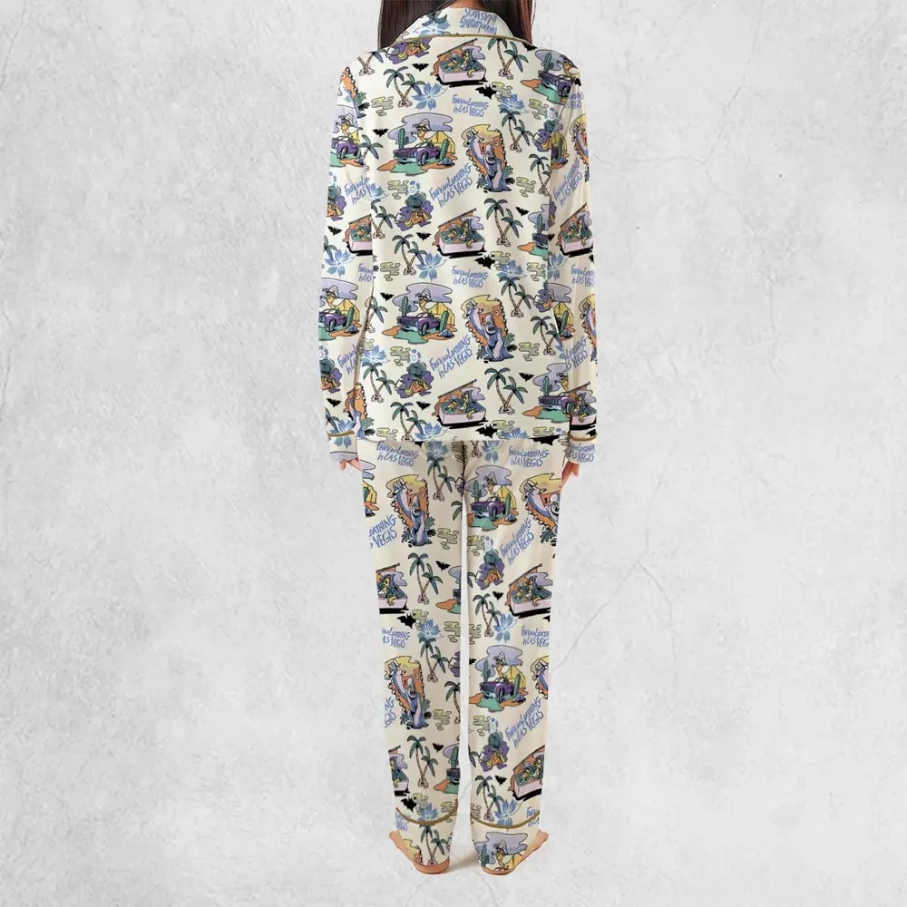 Vacation Fear and Loathing In Las Vegas Pattern Pajamas Set - 4