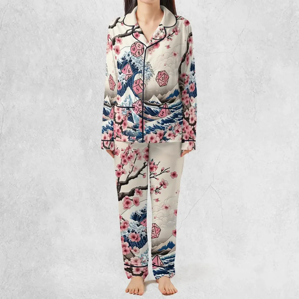 Pink Flower Dice DnD Pajamas Set - 3