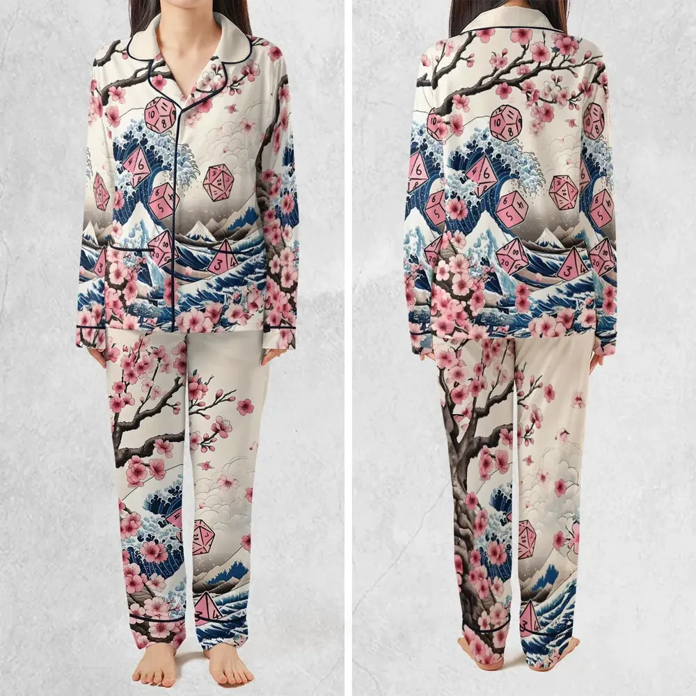 Pink Flower Dice DnD Pajamas Set - 2