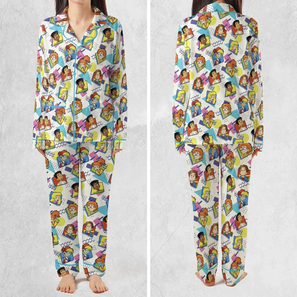 90s Pattern and Kids Club Pajamas Set - 2
