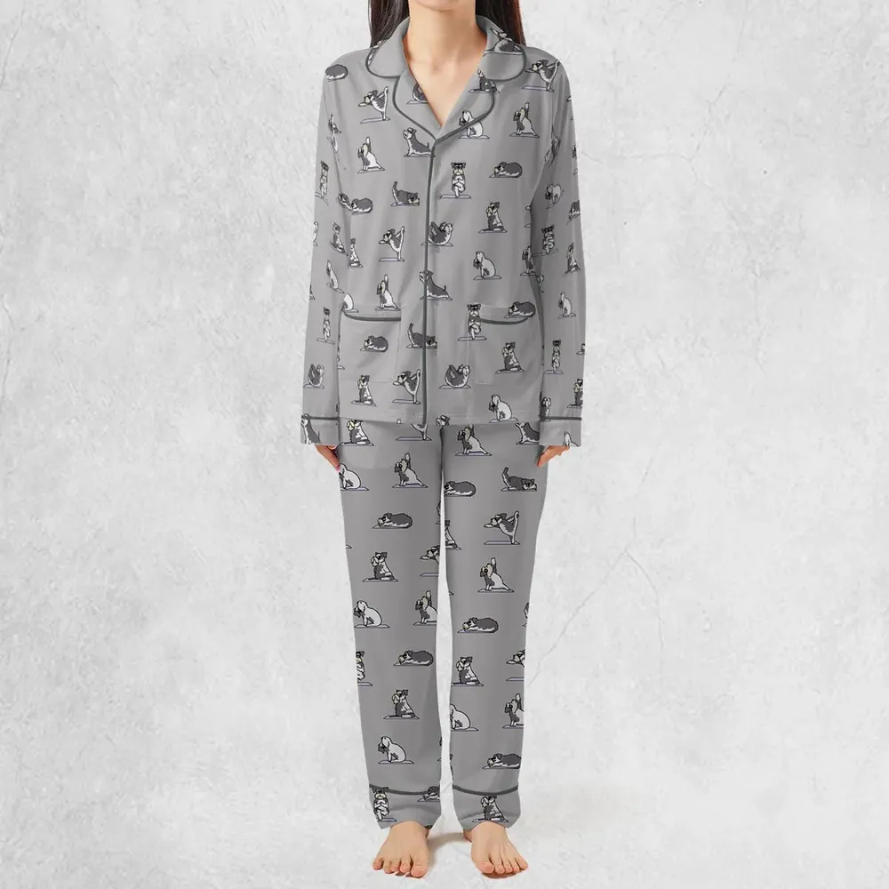Miniature Schnauzer Yoga Pattern Pajamas Set - 3