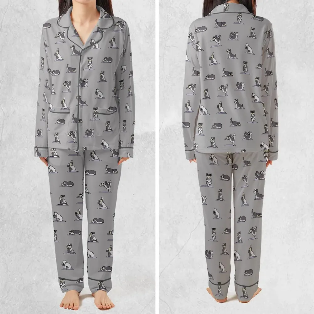Miniature Schnauzer Yoga Pattern Pajamas Set - 2