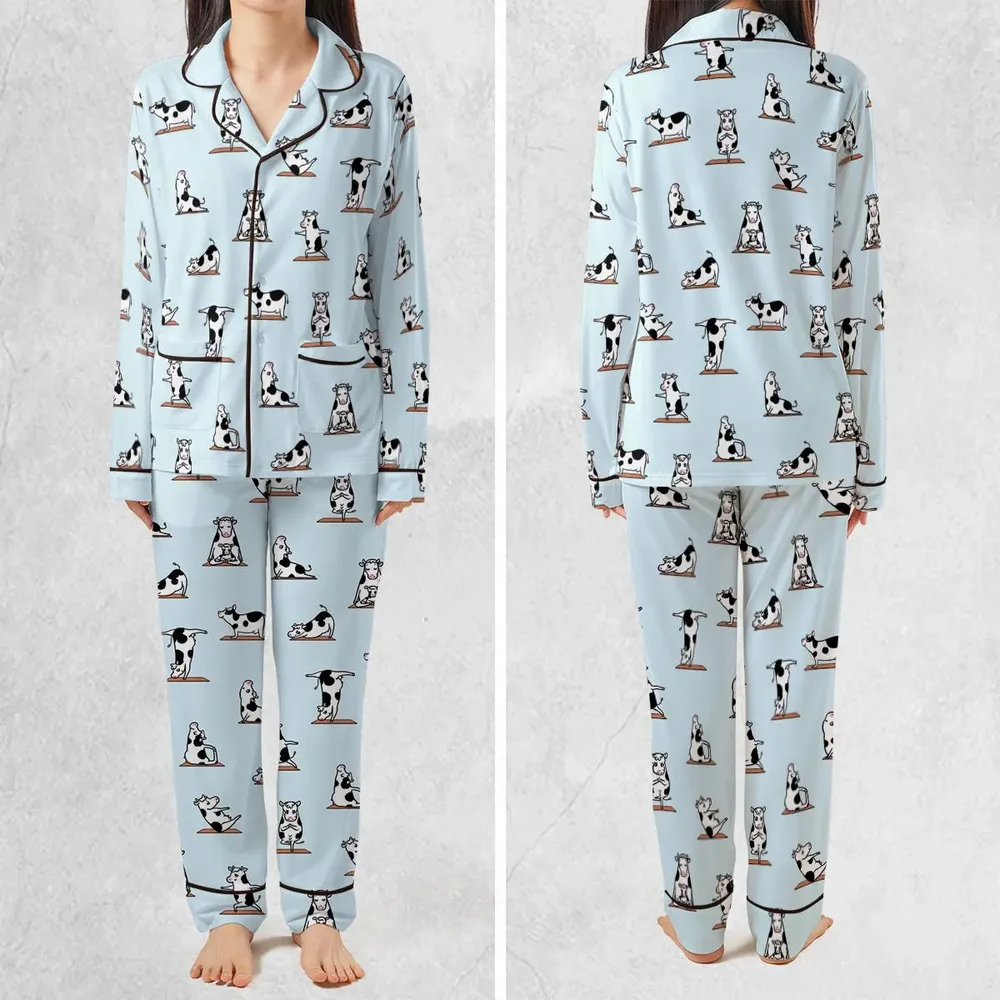Moo Yoga Pattern Pajamas Set - 2