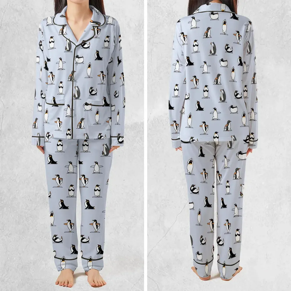 Penguin Yoga Pattern Pajamas Set - 2