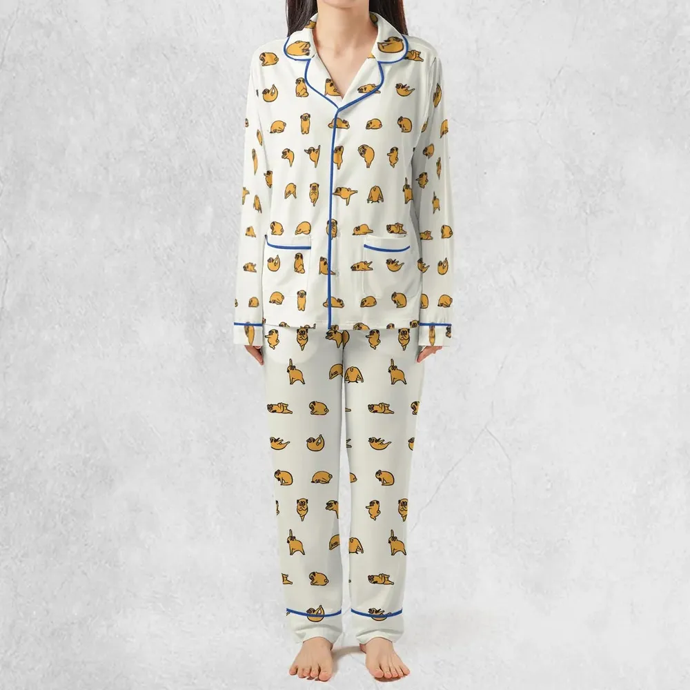 Pug Hot Yoga Pattern Pajamas Set - 3