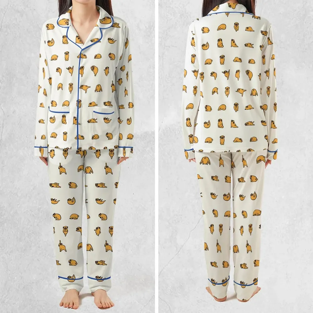 Pug Hot Yoga Pattern Pajamas Set - 2
