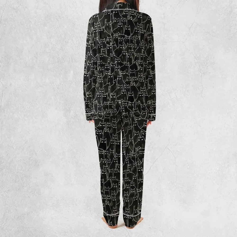 Suspicious Cats Funny Cat Pajamas Set - 4