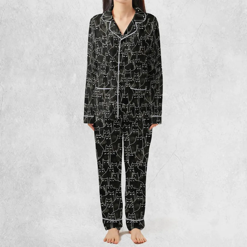 Suspicious Cats Funny Cat Pajamas Set - 3