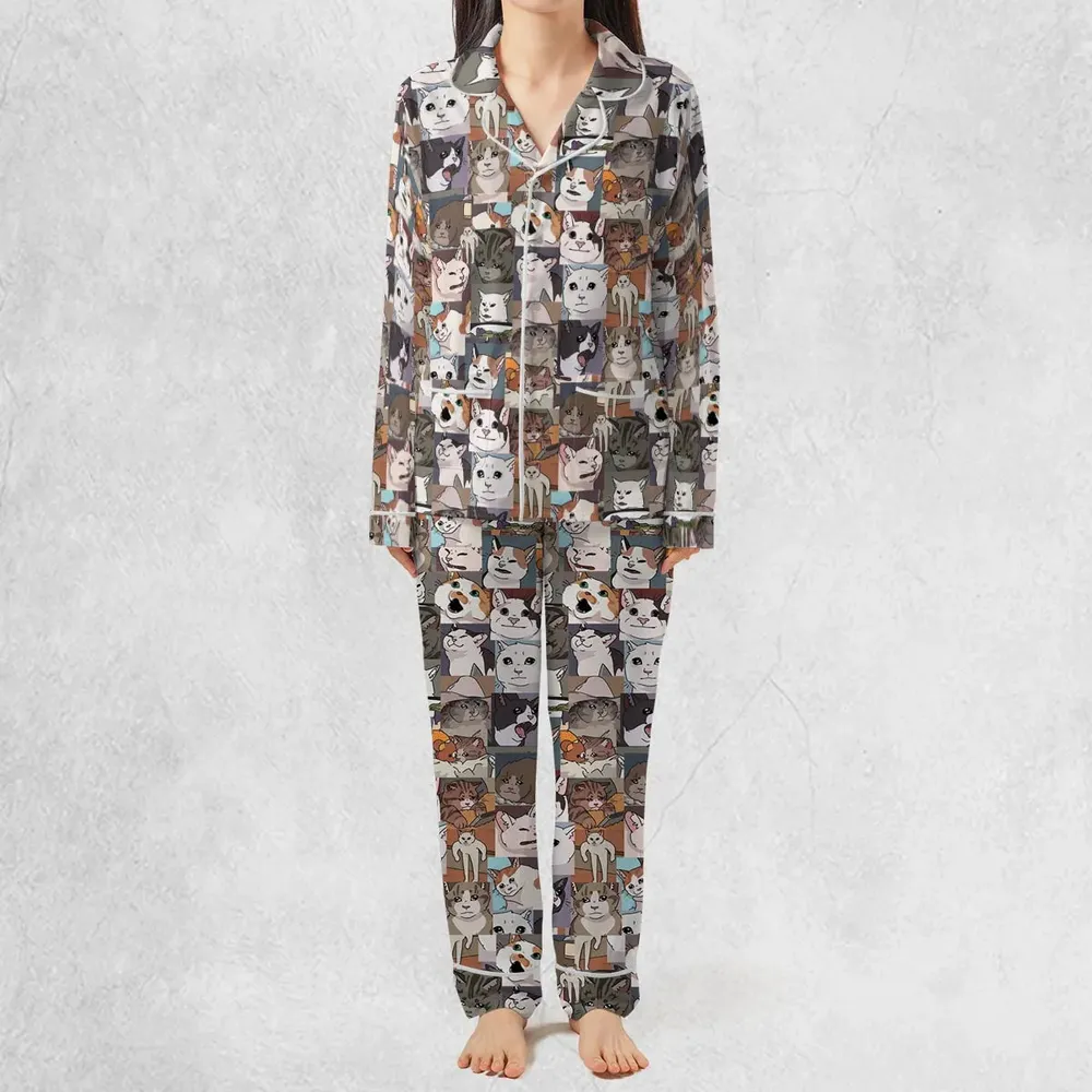 Funny Cat Internet Meme Pajamas Set - 3