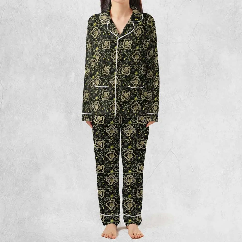 Facehugger Flower Pattern Alien Pajamas Set - 3