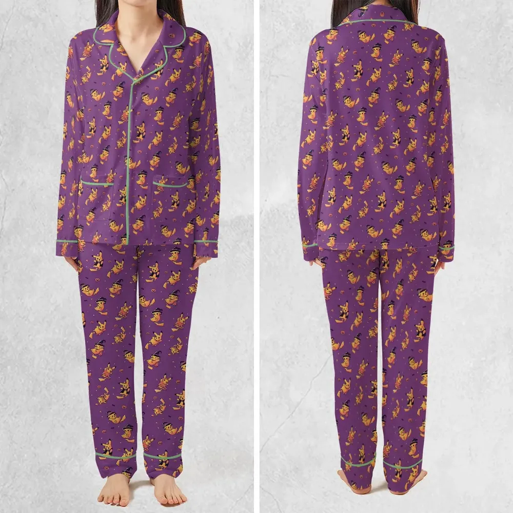 Electric Halloween Cute Pikachu Pattern Pajamas Set - 2